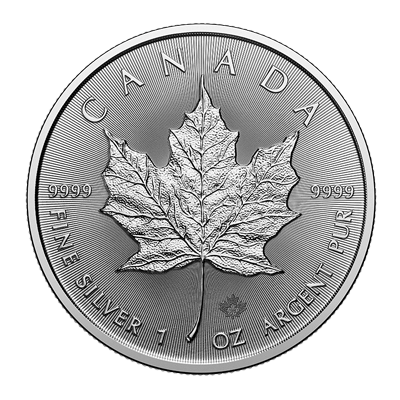 A picture of a 1 oz Silver Maple Leaf Coin (2024)